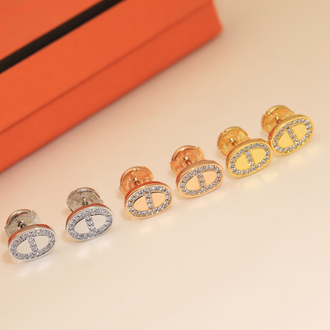 18K Mini Farandole Diamond Hermes Earrings