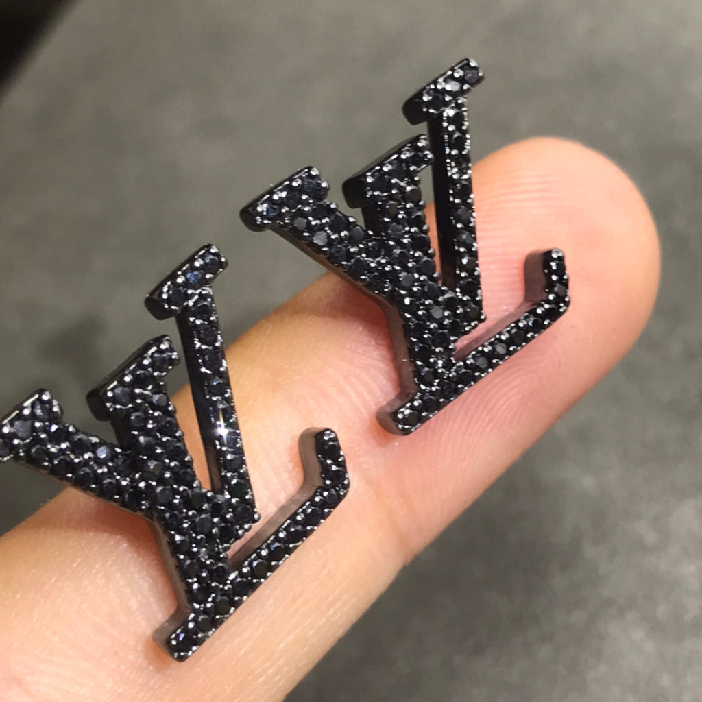 18K Louis Vuitton Iconic Black Crystal Stud Earrings