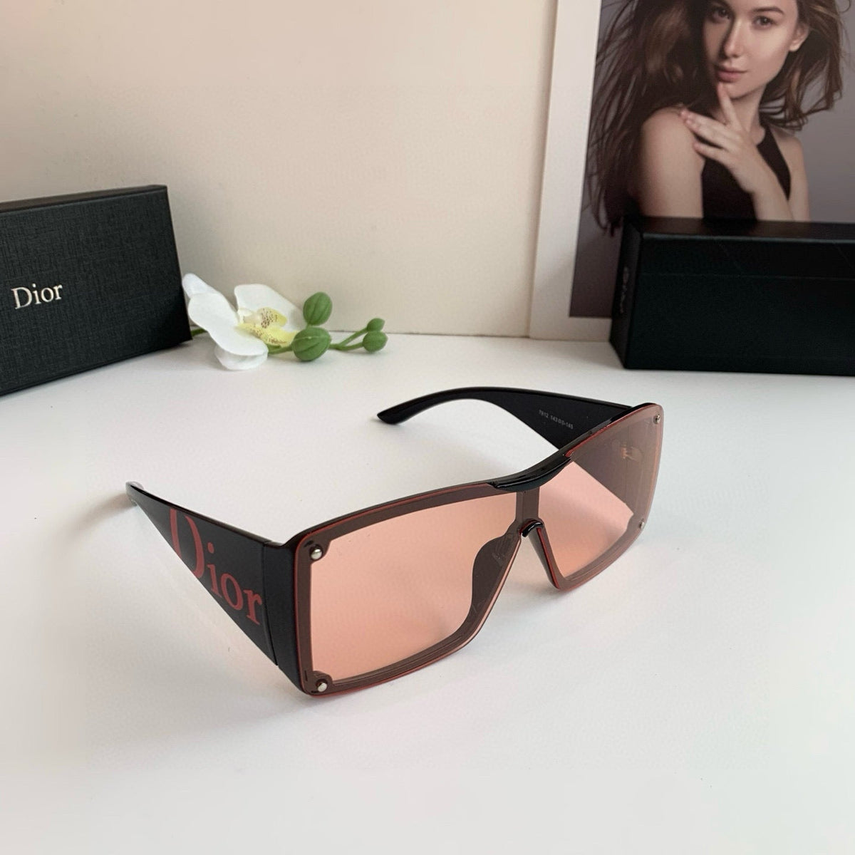 Oversized Pink Lens Shield Sunglasses